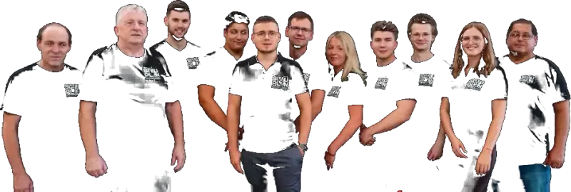 Das SiwuPlan-Team in schwarzen Firmenshirts